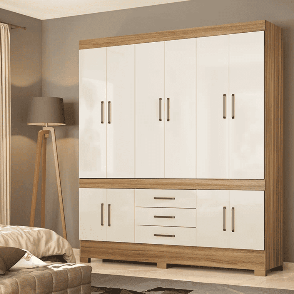 Guarda-Roupa Casal 10 Portas 3 Gavetas Amendola/Off White Dem&oacute;bile New Murano, OffWhite, large image number 5